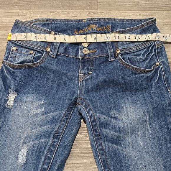 Almost Famous Bootcut Distressed Dark Washed Blue Jeans - Picture 4 of 6